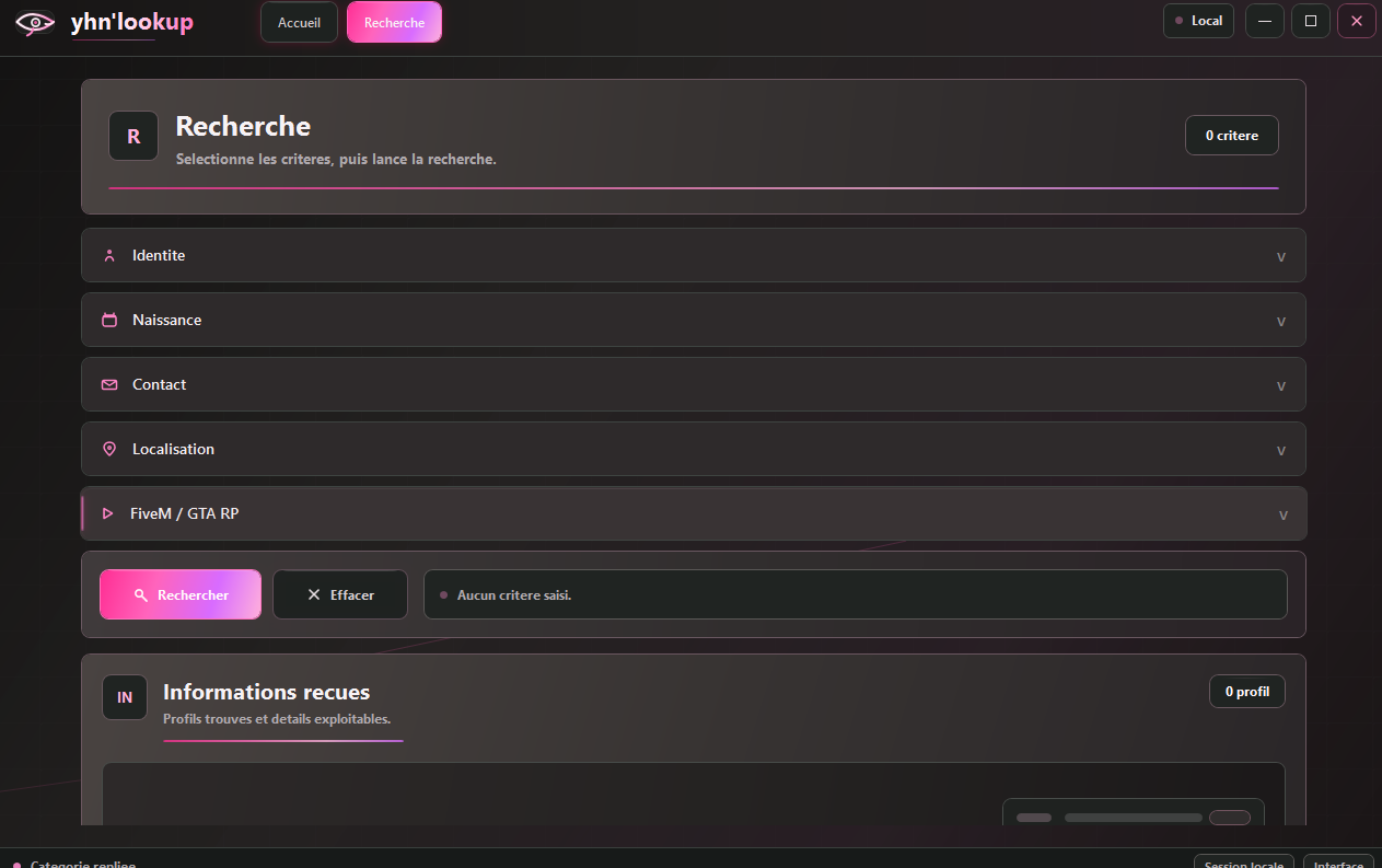 Interface de recherche yhn'lookup